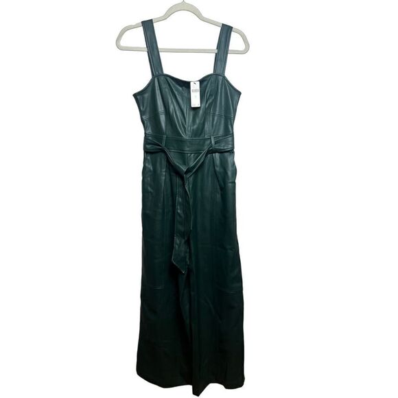 Anthropologie Samira Green Vegan Leather Jumpsuit NWT Sz. 0 - Picture 4 of 8